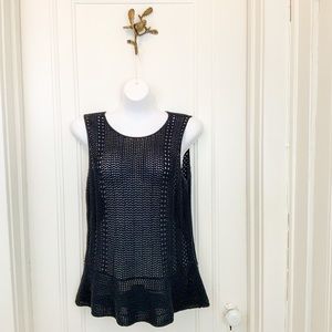 LOFT Black sleeveless crochet top